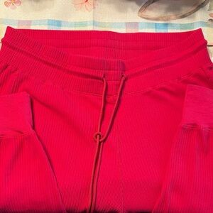 Anthropologie Ribbed Track Joggers in Bright Hot Pink